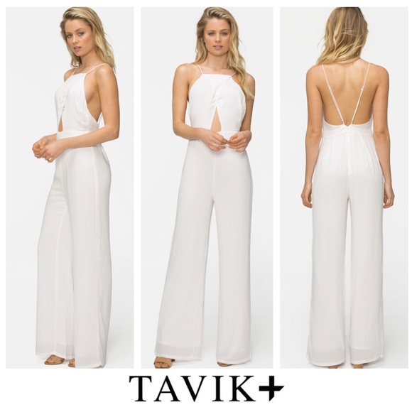 Tavik Pants - White Sleeveless Backless Wide Leg Romper Tavik Pants - White Sleeveless Backless Wide Leg Romper
